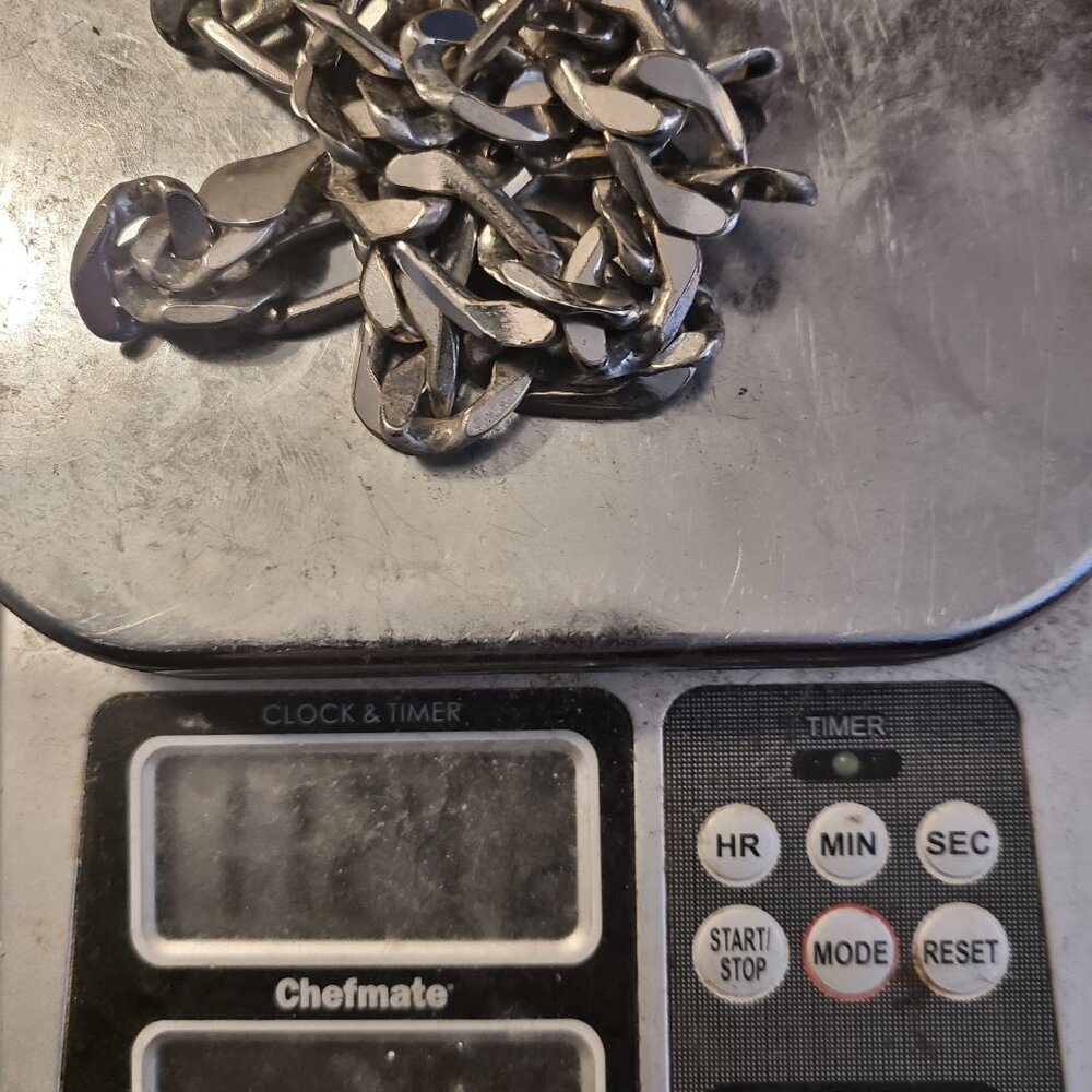 $899 Long Solid 925 Sterling Silver Figaro Link C… - image 2